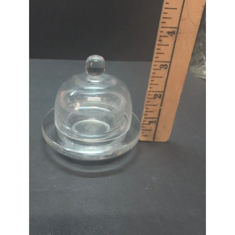 Williams Sonoma clear glass Butter Pat Dish Cloche Lid